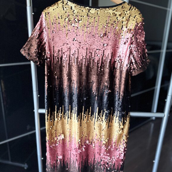 LUNA Shine Me Up Sequin Shift Dress Gold Multi - Picture 6 of 7